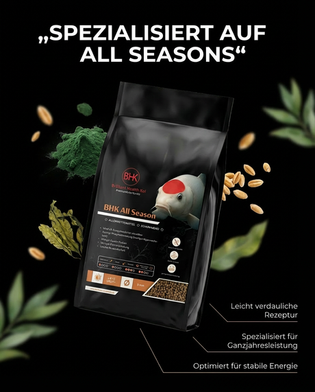 BHK All Season Koi Futter für ganzjährige Fütterung mit ausgewogener Rezeptur