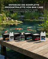 BHK Care Produktpalette für Koi Teichpflege mit klarem Wasser und gesunden Koi