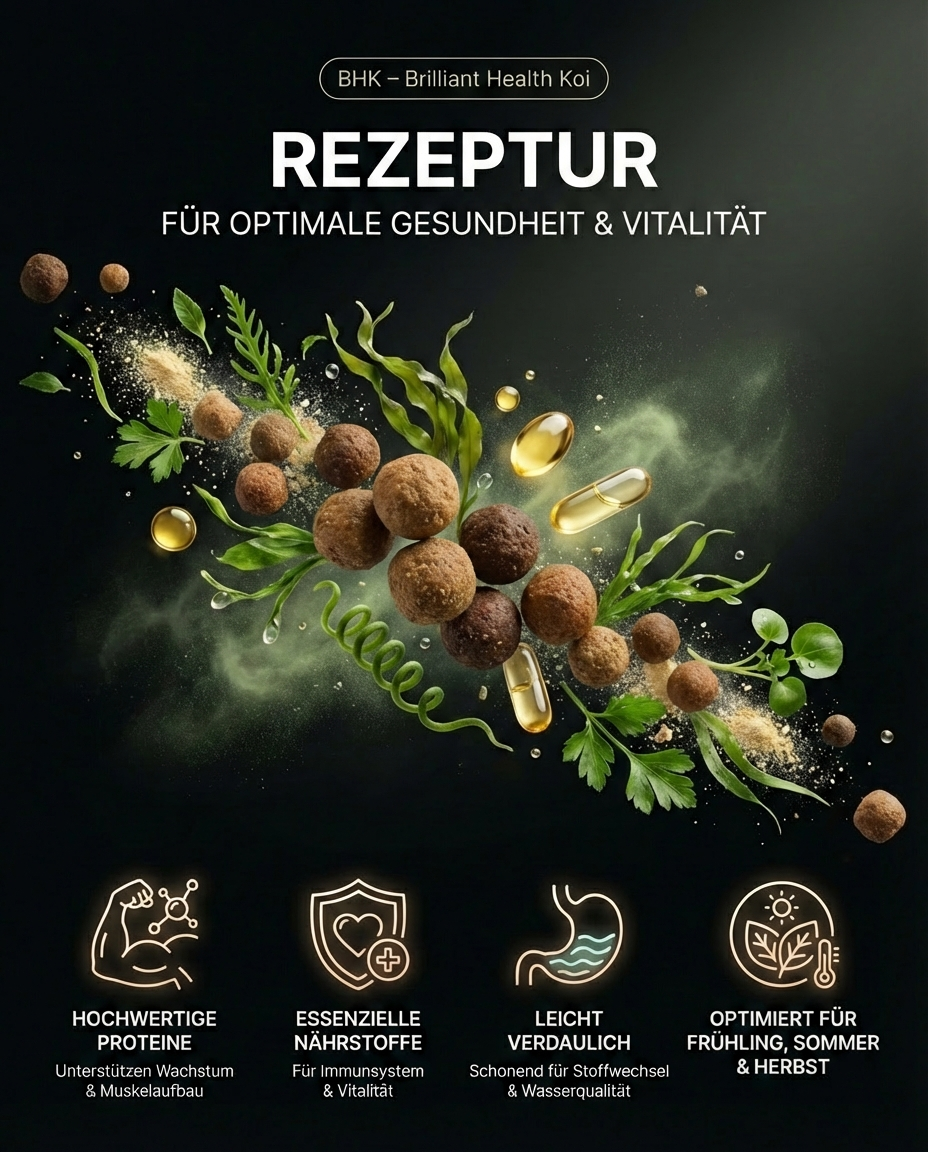 Koi Futter Rezeptur mit hochwertigen Inhaltsstoffen für Gesundheit und Vitalität