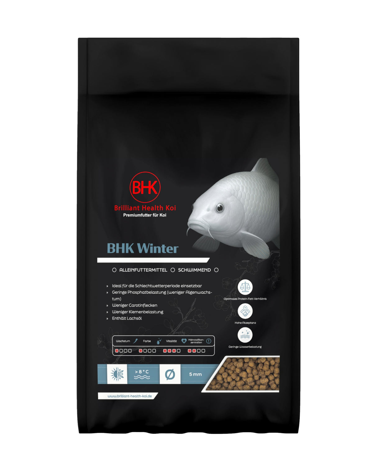 BHK Winter Koifutter schwimmend für Winterfütterung ab 8 °C in 5 mm Pellets