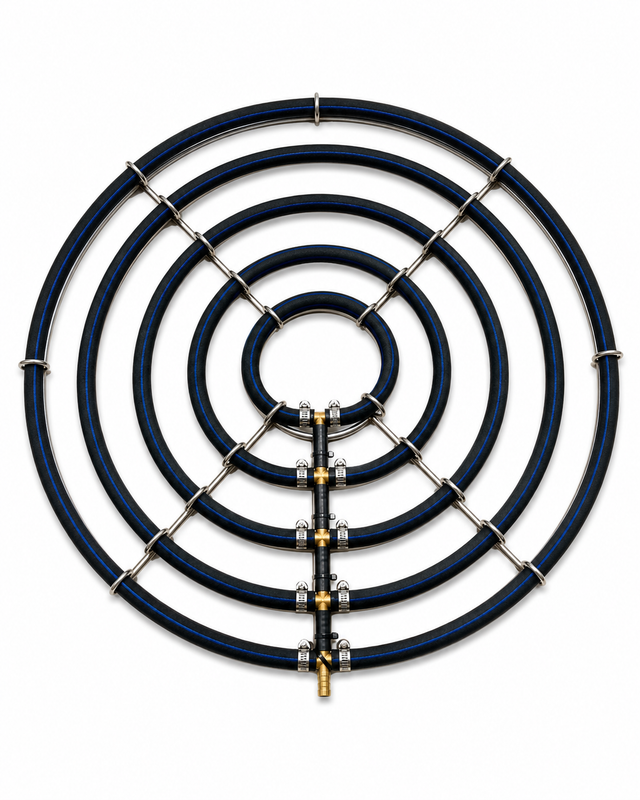 Freigestellter Edelstahl-Belüfterring mit fünf Ringen und 55 cm Durchmesser