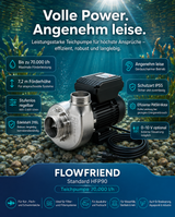 FlowFriend Standard HFP90 Teichpumpe mit bis zu 70.000 l/h Förderleistung, 7,2 m Förderhöhe und effizientem PMSM-Motor für Koi- und Schwimmteiche