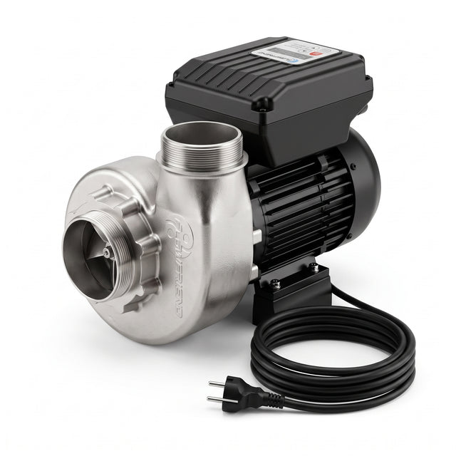 FlowFriend Standard HFP90 Teichpumpe mit Edelstahl-Pumpengehäuse und Anschlusskabel für Koi-, Fisch- und Schwimmteiche mit bis zu 70.000 l/h Förderleistung