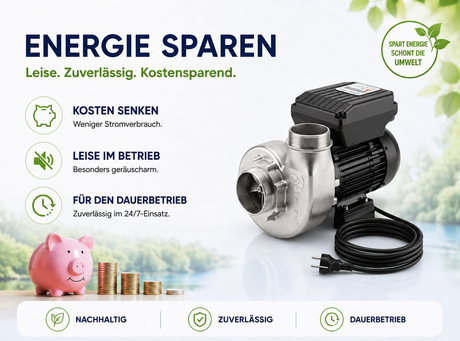 FlowFriend Standard HFP90 Teichpumpe mit 70.000 l/h – energieeffizient, leise im Betrieb und für den Dauerbetrieb geeignet