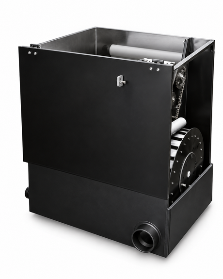 Genesis EVO3 Pumpversion Vliesfilter mit sichtbarer Vliesrolle und Filtermechanik