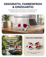 Goromo Koi-Figur als besondere Deko für Schreibtisch, Wohnbereich, Garten und Teichbereich mit verschiedenen dekorativen Einsatzmöglichkeiten