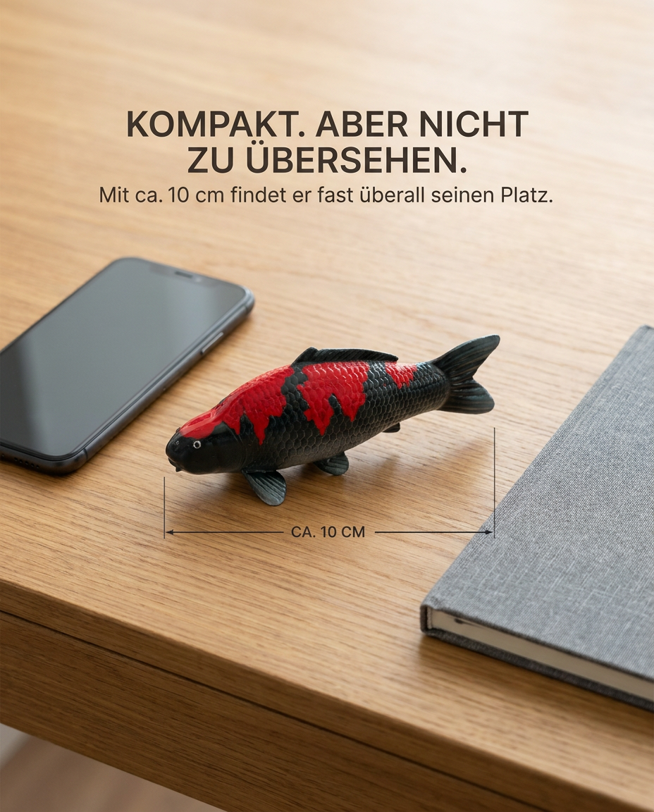 Kompakte Goshiki Karpfen Figur als besondere Schreibtisch Deko für Büro, Arbeitszimmer oder Regal