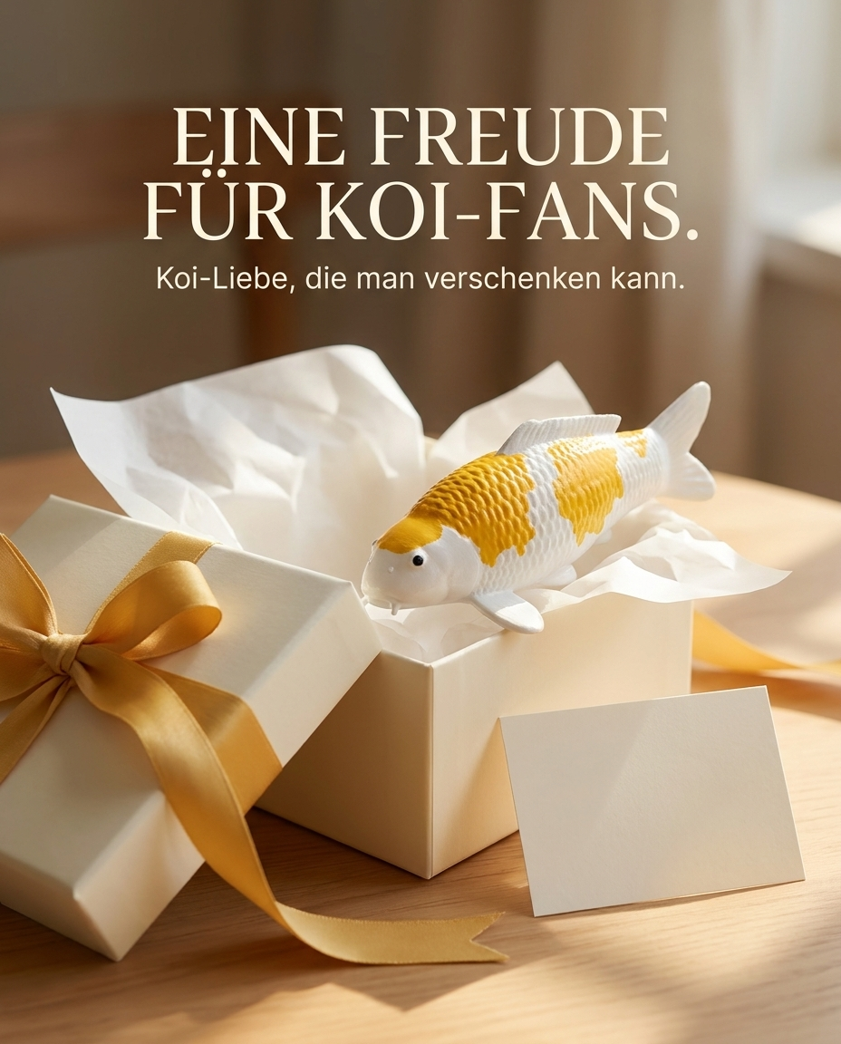 Hariwake Koi-Figur mit Geschenkverpackung als besondere Geschenkidee für Koi-Liebhaber und Japan-Fans