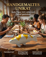 Handbemalte Hariwake Koi-Figur als dekoratives Unikat mit individueller gelb-weißer Farbgebung Deko Fischfigur Koi Figur 
