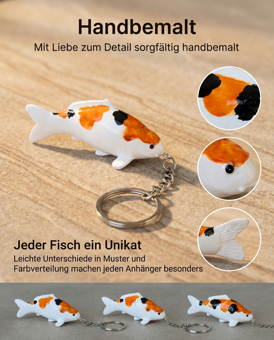Limitierte Koi Figur Yamatonishiki Schlüsselanhänger – handbemalte Koi Schlüsselanhänger
