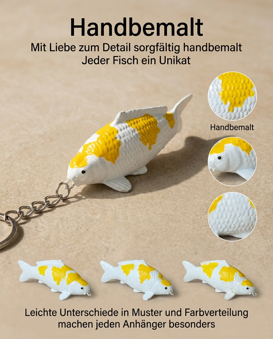 Limitierte Koi Figur Hariwake Schlüsselanhänger – handbemalte Koi Schlüsselanhänger