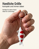 Limitierte Koi Figur Maruten Kohaku 3Step Schlüsselanhänger – handbemalte Koi Schlüsselanhänger