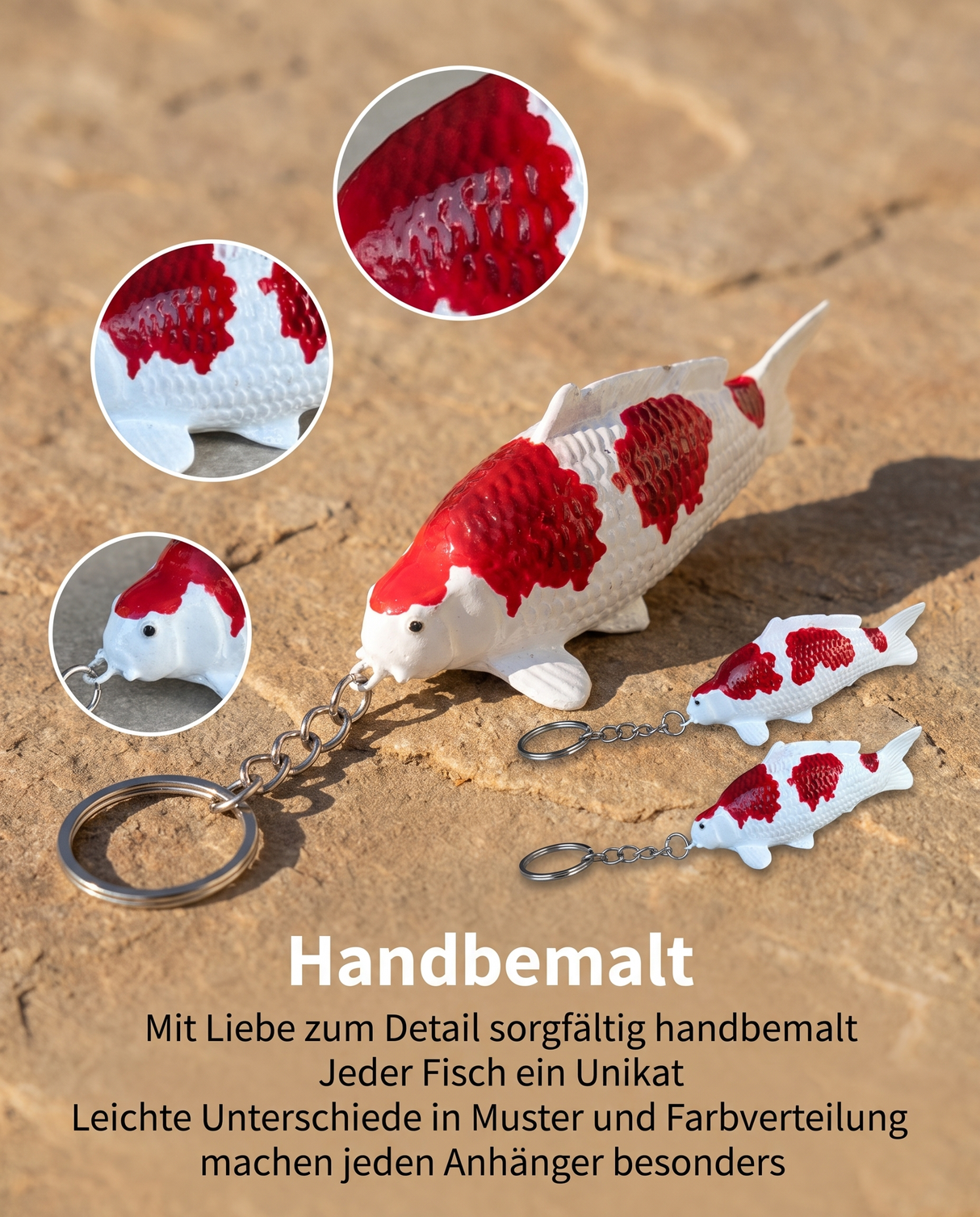 Limitierte Koi Figur Goromo Schlüsselanhänger – handbemalte Koi Schlüsselanhänger