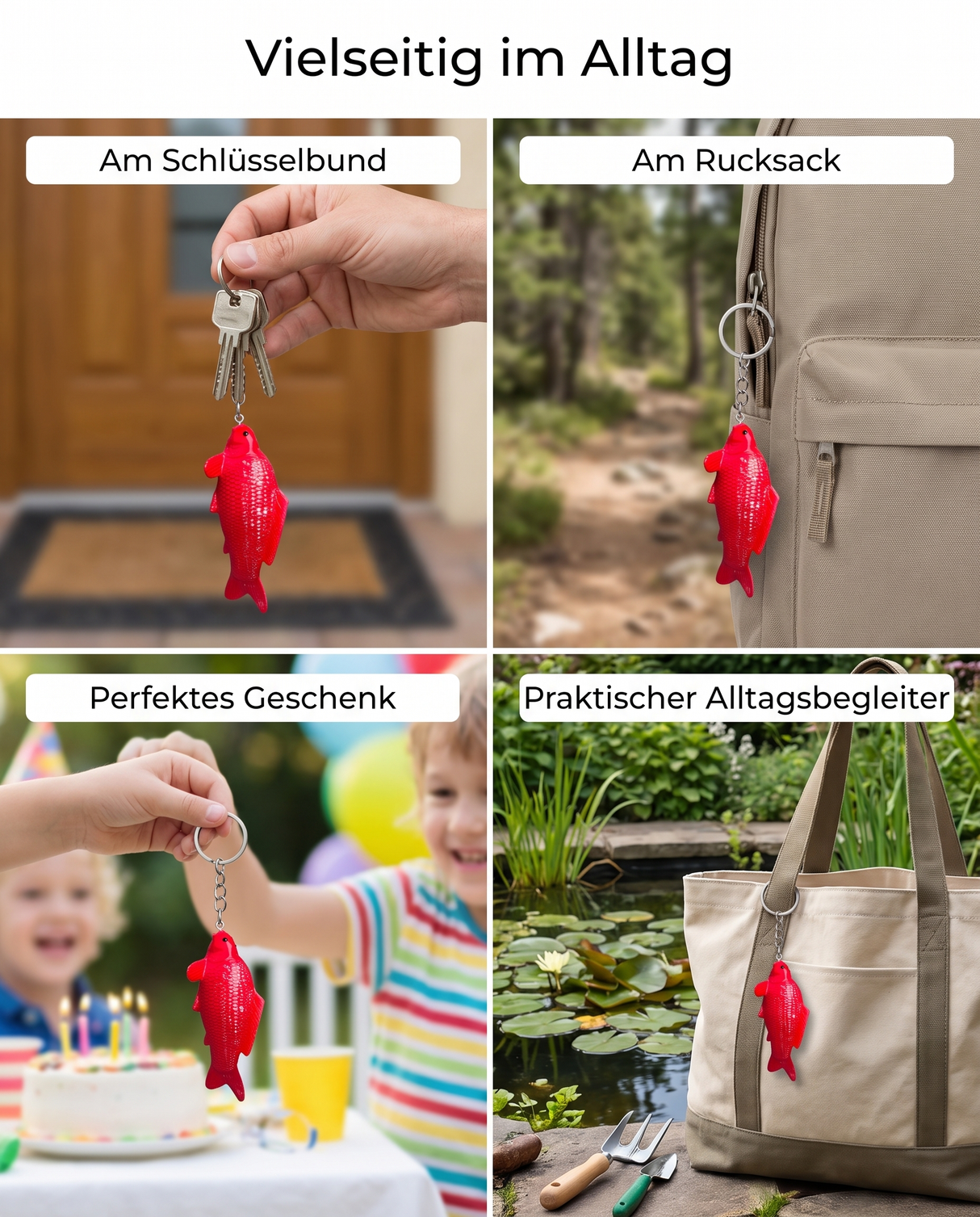 Limitierte Koi Figur Ginrin Super Red Karashigoi Schlüsselanhänger – handbemalte Koi Schlüsselanhänger