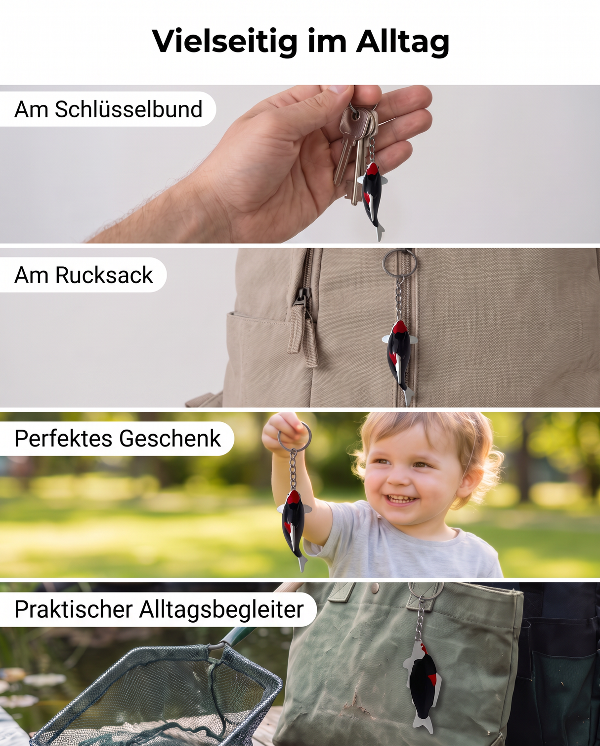Limitierte Koi Figur Beni Kumonryu Schlüsselanhänger – handbemalte Koi Schlüsselanhänger