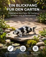 Limitierte Koi Figur Shiro Utsuri – handbemalte Koi Figuren stilvolle Teich- & Gartendekoration
