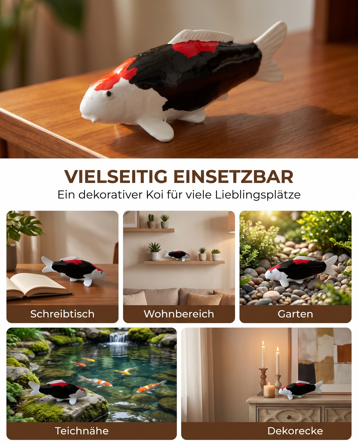 Limitierte Koi Figur Beni Kumonryu – handbemalte Koi Figuren stilvolle Teich- & Gartendekoration