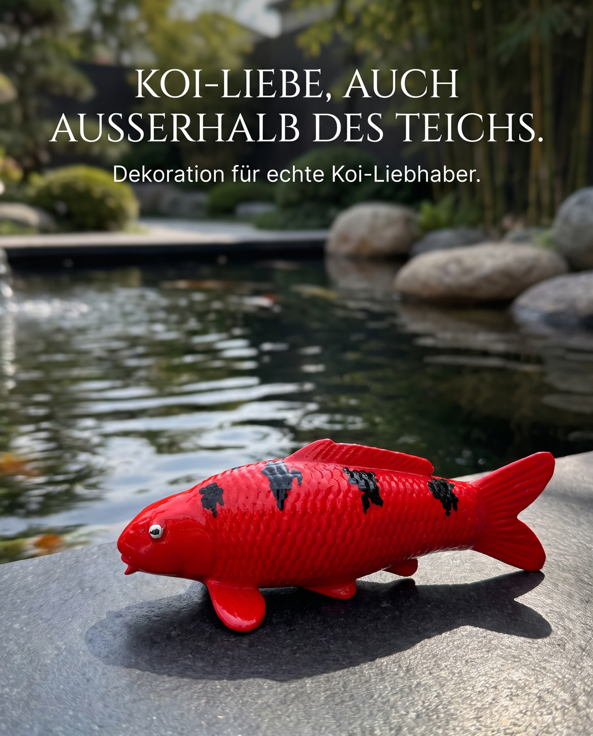 Limitierte Koi Figur Aka Bekko – handbemalte Koi Figuren stilvolle Teich- & Gartendekoration