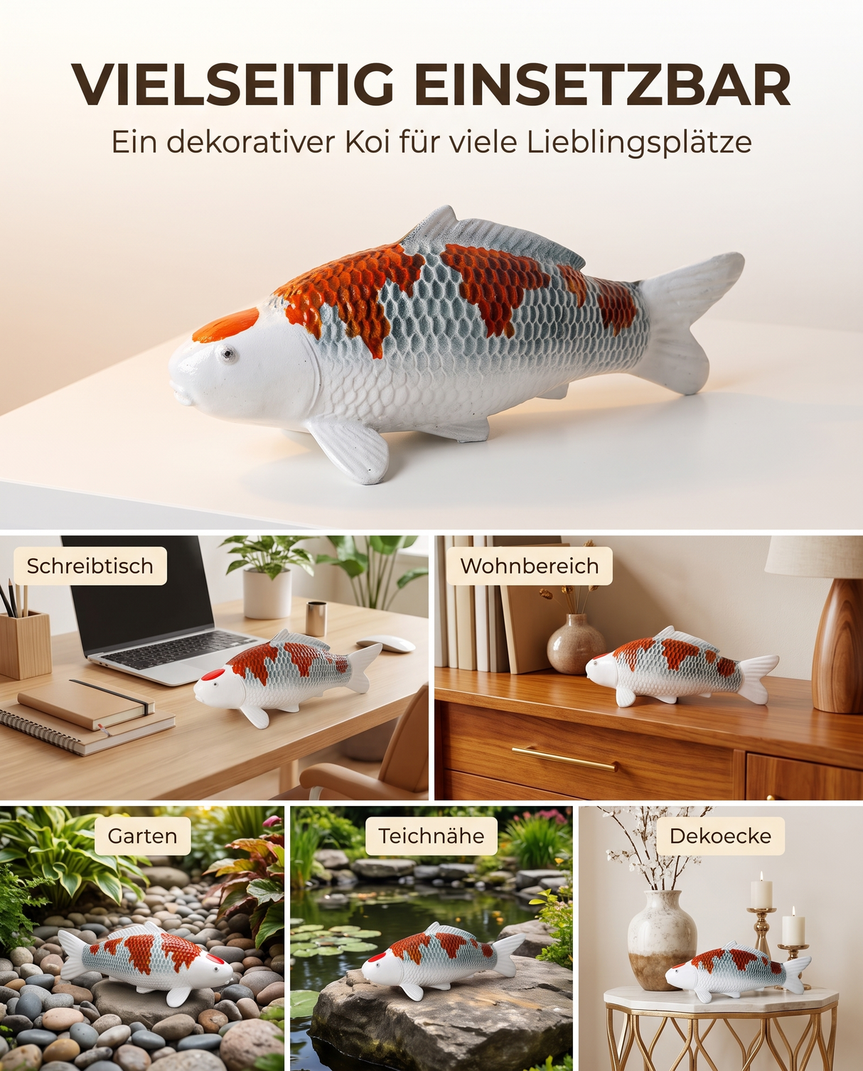 Limitierte Koi Figur Maruten Kujaku - handbemalte Koi Figuren stilvolle Teich- & Gartendekoration (Kopie)