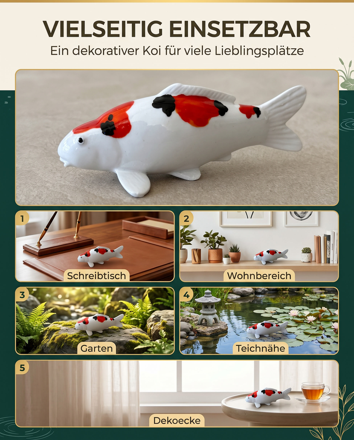 Limitierte Koi Figur Yamatonishiki - handbemalte Koi Figuren stilvolle Teich- & Gartendekoration