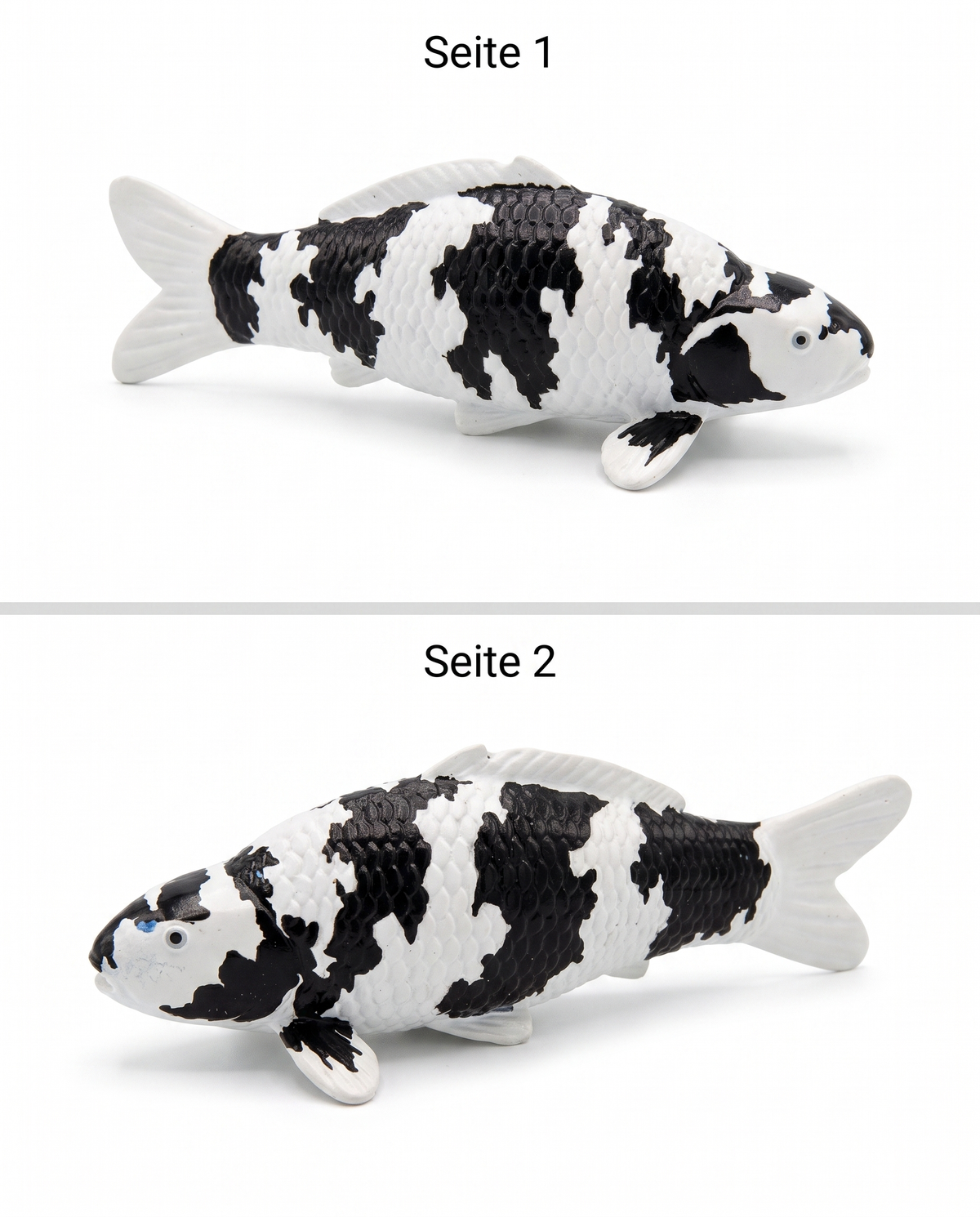 Limitierte Koi Figur Shiro Utsuri - handbemalte Koi Figuren stilvolle Teich- & Gartendekoration