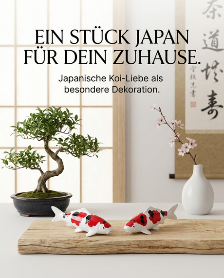 Koi Karpfen-Figur als stilvolle Japan-Deko für Wohnbereich, Eingangsbereich oder Regal mit asiatisch inspirierter Gestaltung