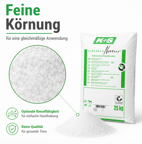 K+S Viehsalz Natur 25 kg Qualität und Herkunft mit natürlichem Salz aus Deutschland