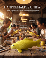 Handbemalte Karashigoi Karpfen-Figur als Fischfigur und besondere Geschenkidee für Koi-Liebhaber.