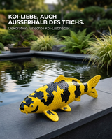 Ki Utsuri Koi-Figur am Teichbereich als dekorativer Blickfang für Garten, Außenbereich und asiatische Gartengestaltung