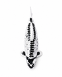 Kikokuryu Koi-Figur aus der Draufsicht – handbemalte schwarz-weiße Fischfigur mit markanter Rückenzeichnung und feinen Farbsprenkeln als dekorative Japan-Deko für Wohnbereich, Terrasse, Garten oder Teichbereich