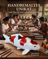 Handbemalte Kin Sanke Fischfigur als stilvolle Karpfen-Figur und Japan-Deko mit Unikat-Charakter für Wohnbereich oder Eingangsbereich