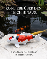Kin Sanke Koi-Figur als Blickfang am Teichrand, im Garten oder auf der Terrasse – stilvolle Japan-Deko für Außenbereich und Wohnbereich