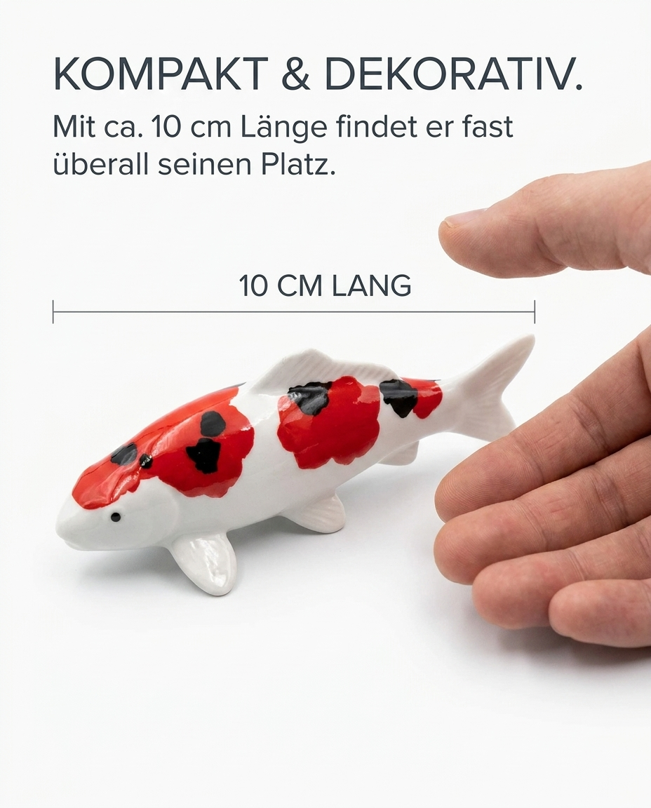 Kompakte 10 cm Koi-Fischfigur als kleine besondere Deko für Schreibtisch, Regal, Fensterbank oder Eingangsbereich