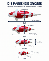 Kohaku Koi-Figur in verschiedenen Größen als dekorative Fischfigur für Regal, Schreibtisch, Wohnbereich, Garten und Teichbereich