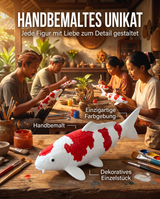 Handbemalte Kohaku Koi-Figur als dekoratives Unikat und besondere Karpfen-Figur für Wohnbereich, Eingangsbereich oder als Geschenkidee