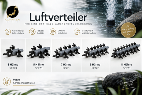 Koi Luftverteiler 9mm Absperrhähne 3 5 7 9 11 Ausgänge Teichbelüftung Sauerstoffversorgung Luftleitung Belüfterstein Aquakultur Filteranlage Teichzubehör Variantenübersicht