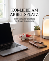 Handbemalte Koi Figur rot weiss Schreibtischdeko Arbeitsplatz Holzschreibtisch Laptop Tischlampe Sukkulente Notizbuch Fischfigur Handarbeit Unikat Wohnaccessoire Blickfang Dekoration