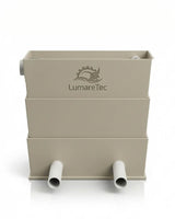 LumareTec ClearFlow 100 Rieselfilter für Koiteiche Seitenansicht mit Filterstufen und Rohranschlüssen