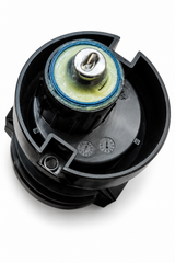 OASE Antriebseinheit BioTec ScreenMatic 2014 (45196) – Detailansicht der metallischen Antriebswelle mit ovaler Aufnahme, blauem Dichtungsring und schwarzem Kunststoffgehäuse