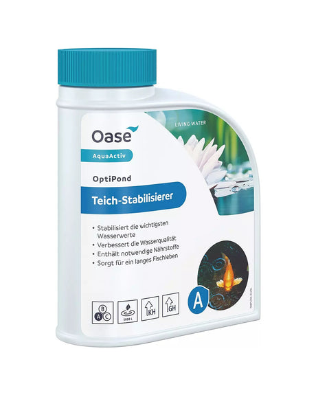 OASE AquaActiv OptiPond 500-ml-Flasche mit Etikett „Teich-Stabilisierer“