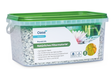 Oase AquaActiv PondLith 2,5 kg natürliches Filtermaterial zur Nährstoffbindung und Reduzierung von Nitrat und Nitrit im Gartenteich