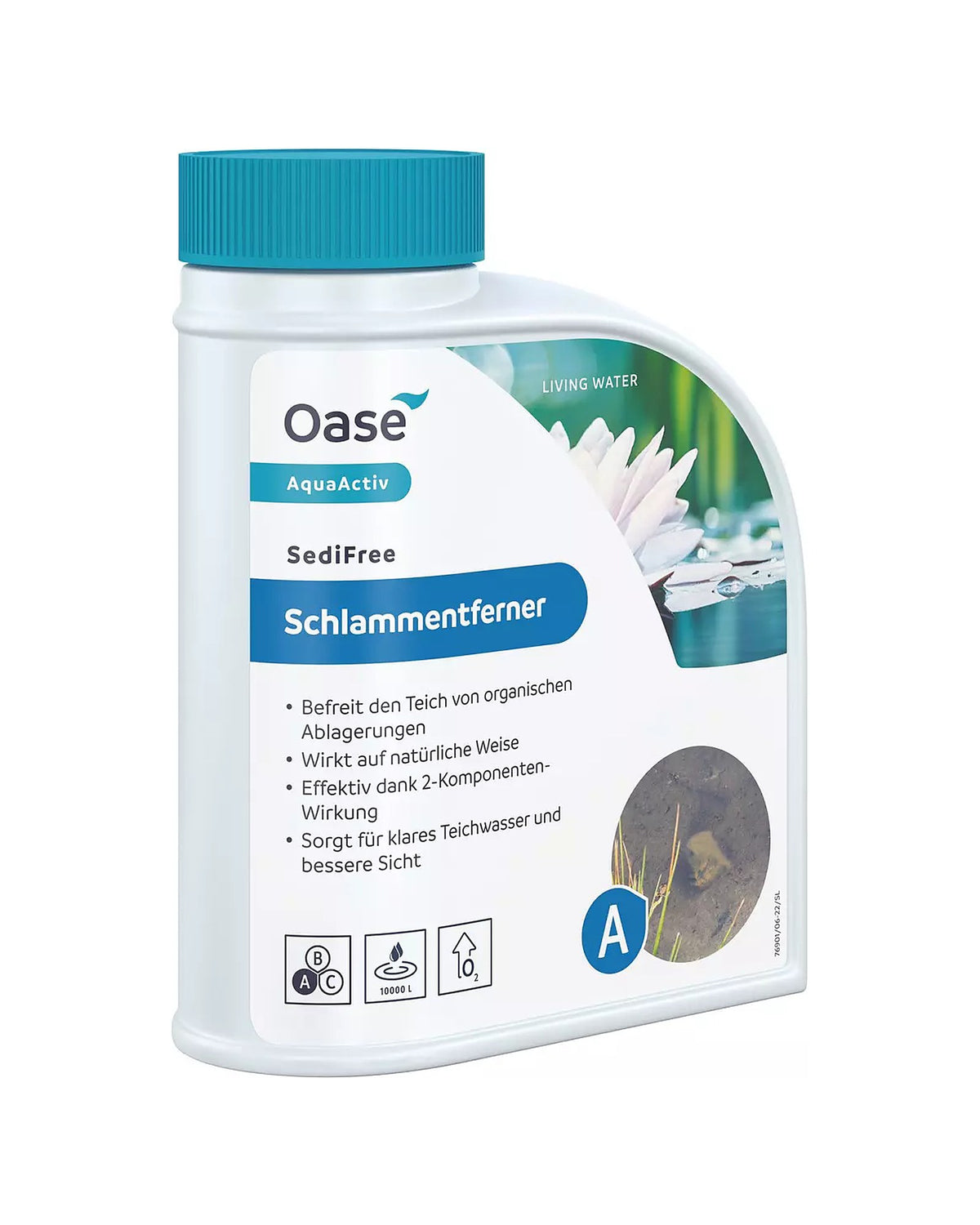 OASE AquaActiv SediFree 500-ml-Flasche mit Etikett „Schlammentferner“