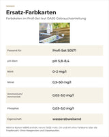 OASE Ersatz-Farbkarten 46895: Farbskalen der Tests im Profi-Set laut OASE-Gebrauchsanleitung