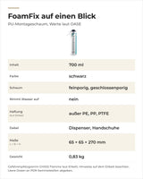 Daten OASE FoamFix: Inhalt, Farbe, Schaum, Haftung, Lieferumfang, Maße und Gewicht