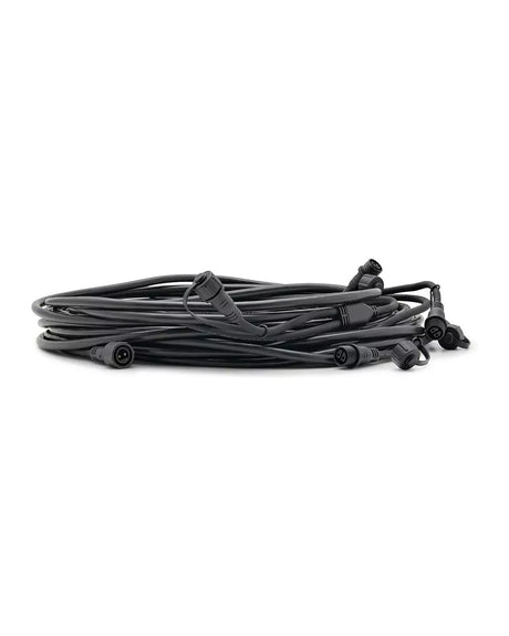 Outlet-Kabel 10 m weiß flach liegend, die Abgänge mit Schutzkappen sind zu sehen