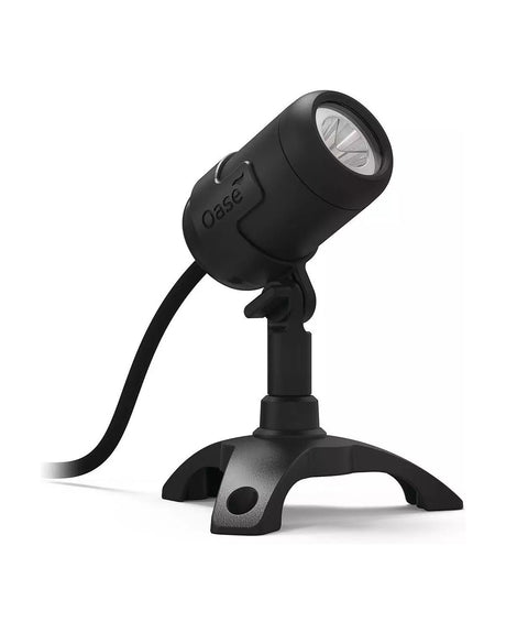 OASE LunAqua Connect Solo weiß S auf dem Standfuß, Linse leuchtet
