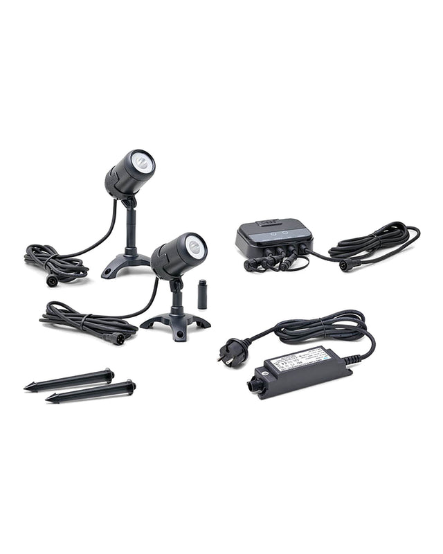 OASE LunAqua Connect Starter Set: zwei Spots M, Controller, Netzteil, zwei Erdspieße und Verlängerungsstücke