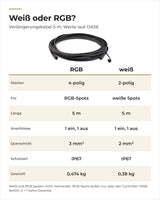 Vergleich OASE LunAqua Connect Verlängerungskabel 5 m weiß und RGB: Polzahl, Querschnitt, Gewicht