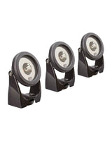 Die drei Strahler des OASE LunAqua Power LED Set 3 nebeneinander