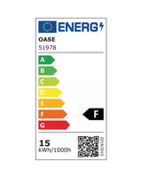 Energielabel OASE LunAqua Power LED XL 4000 Wide Flood (51978): Klasse F, 15 kWh/1000 h